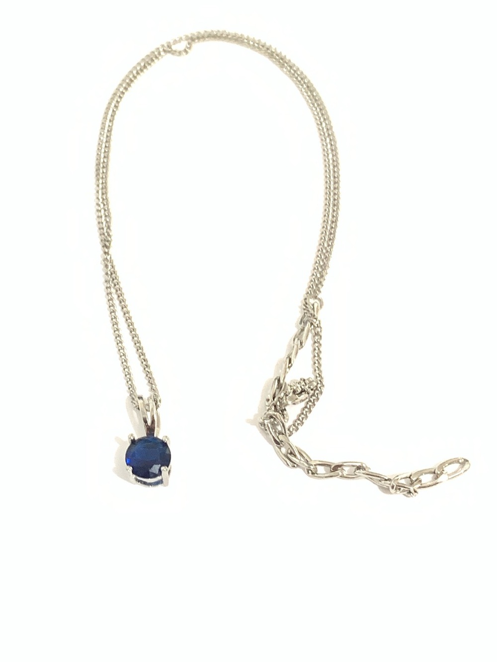 Vintage Silver Necklace with Blue Pendant